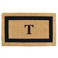 Nedia Home Nedia Home 02071T Single Picture - Black Frame 24 x 57 In. Heavy Duty Coir Doormat - Monogrammed T O2071T